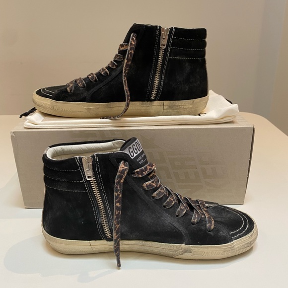 Golden Goose Slide Sneaker in Black Suede/Silver sz 38 New in Box - Picture 5 of 15